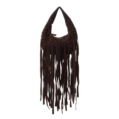 Bottega Veneta Suede Intrecciato Fringe Mini Hobo Ebano 10 of 11