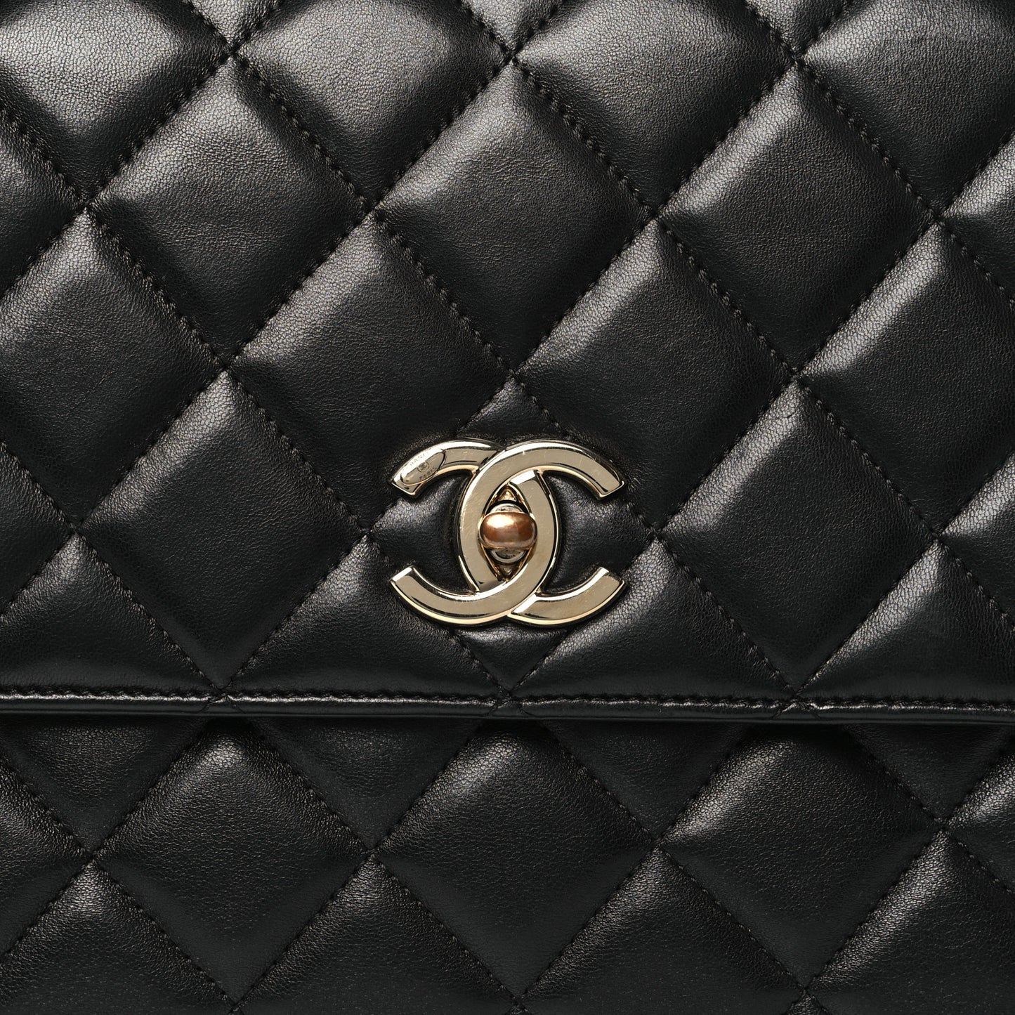 Lambskin Quilted Large Trendy CC Dual Handle Flap Bag Black