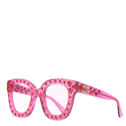 Gucci Acetate Crystal Heart GG0116S Sunglasses Fuchsia 1 of 6