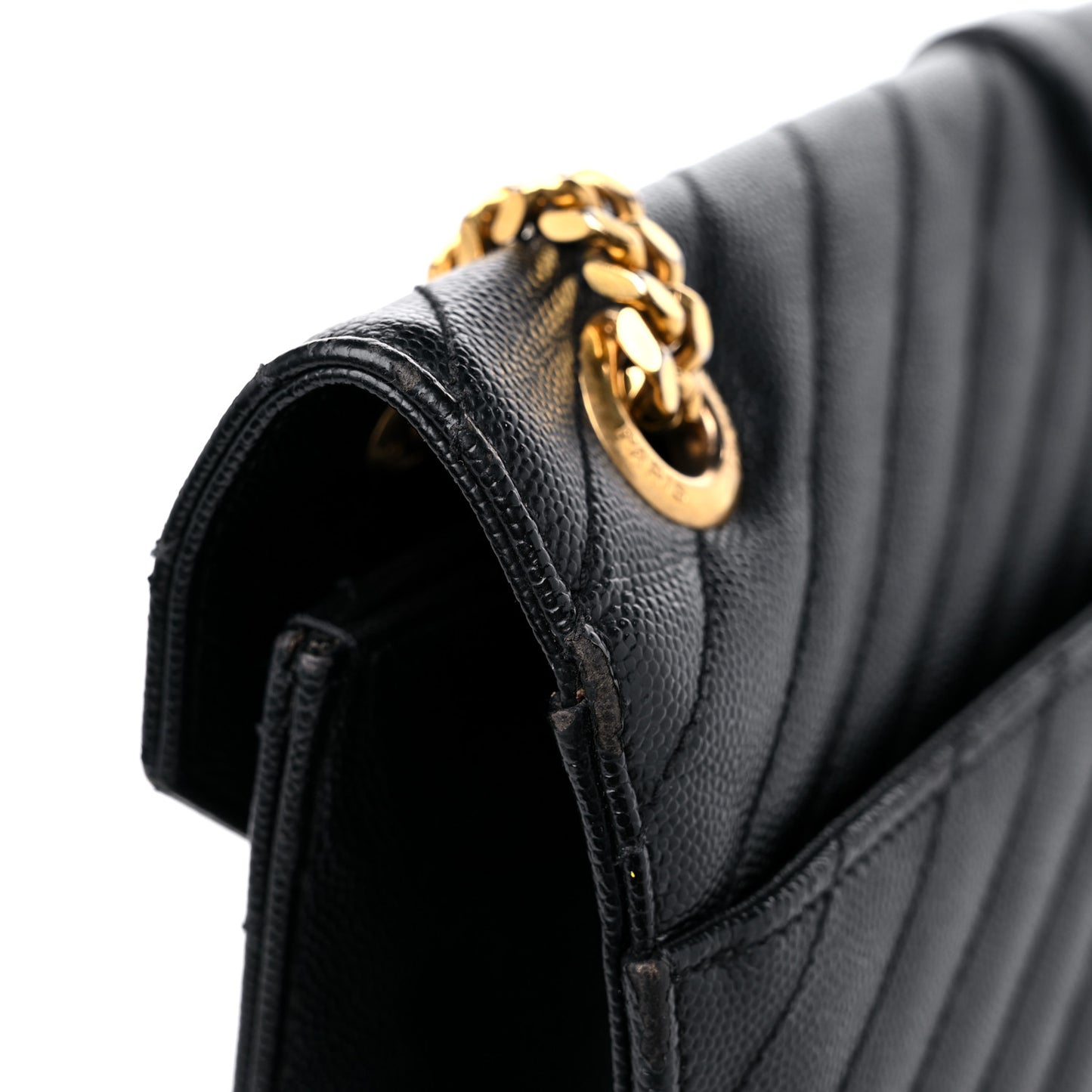 Grain De Poudre Matelasse Chevron Large Monogram Satchel Black
