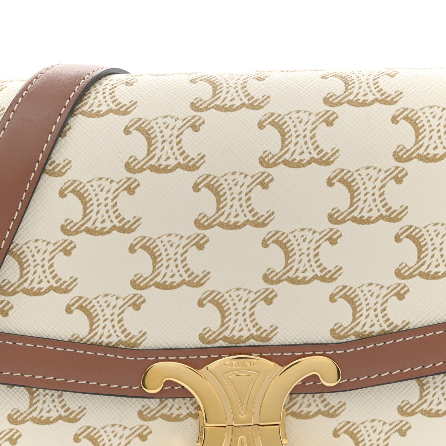 Celine Calfskin Triomphe Canvas Teen Triomphe Bag White 8 of 10