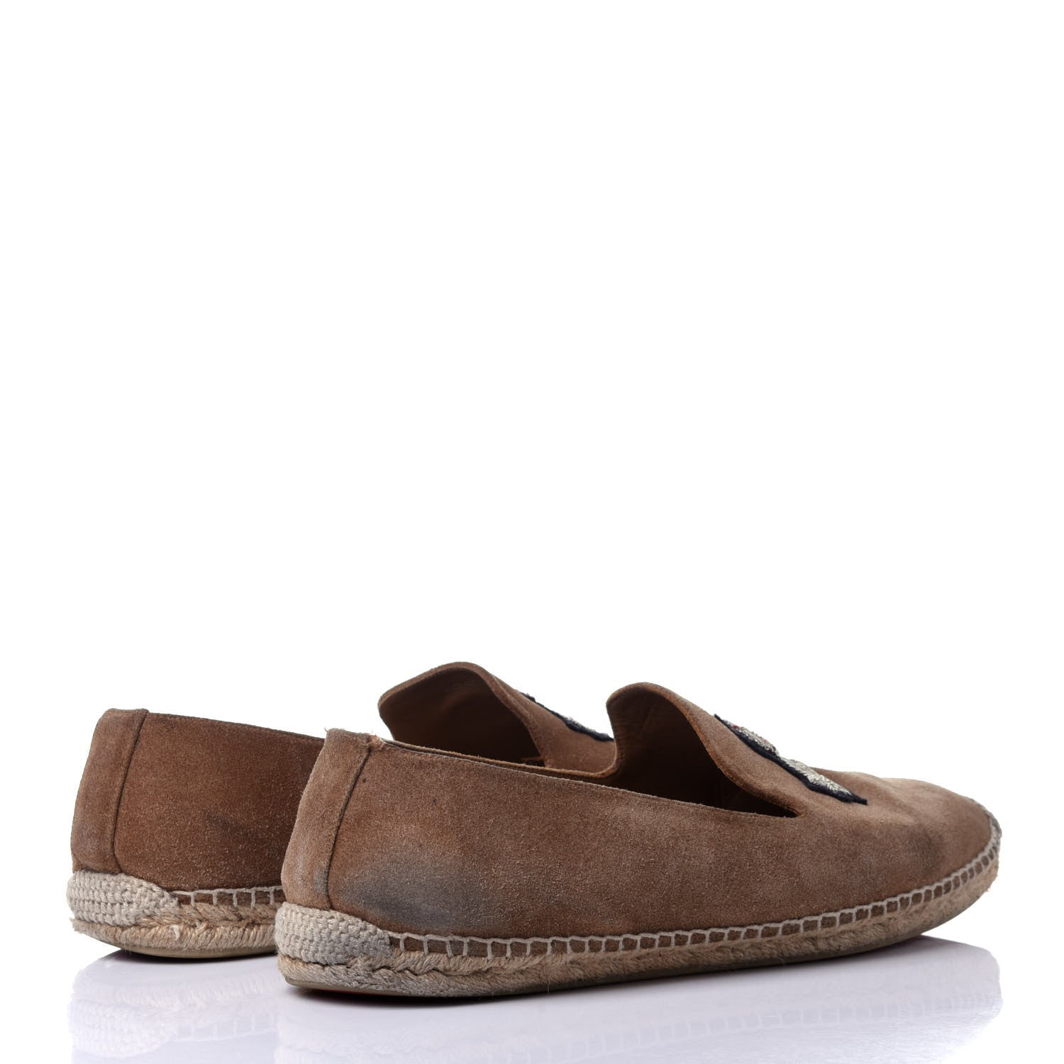 Christian Louboutin Calfskin Suede Mens Rivalion Flat Espadrilles 45 Brown 4 of 12