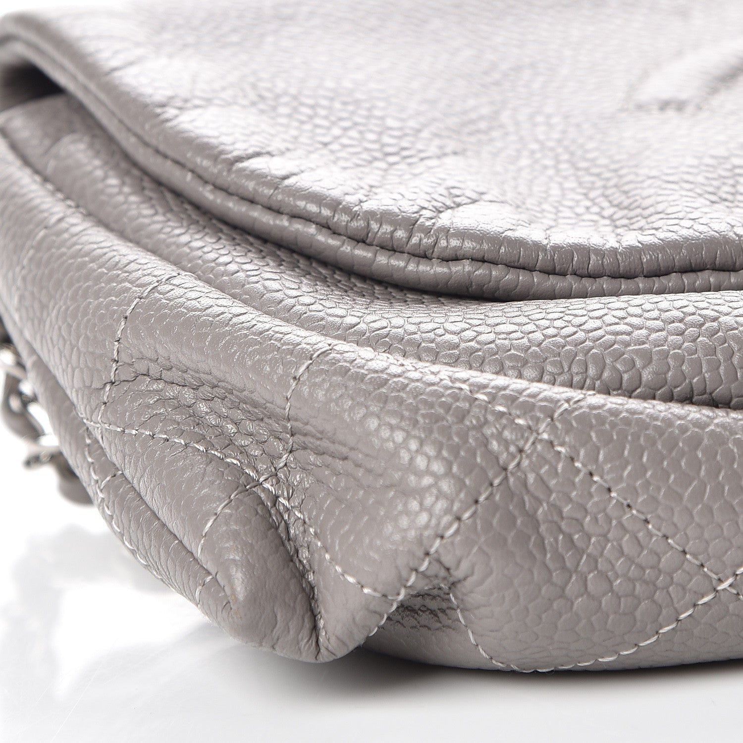Chanel Caviar Half Moon Wallet On Chain WOC Light Grey 9 of 11