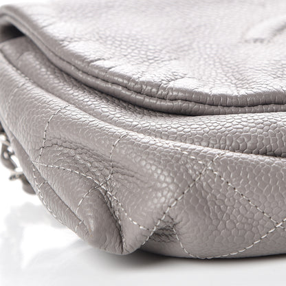Chanel Caviar Half Moon Wallet On Chain WOC Light Grey 9 of 11