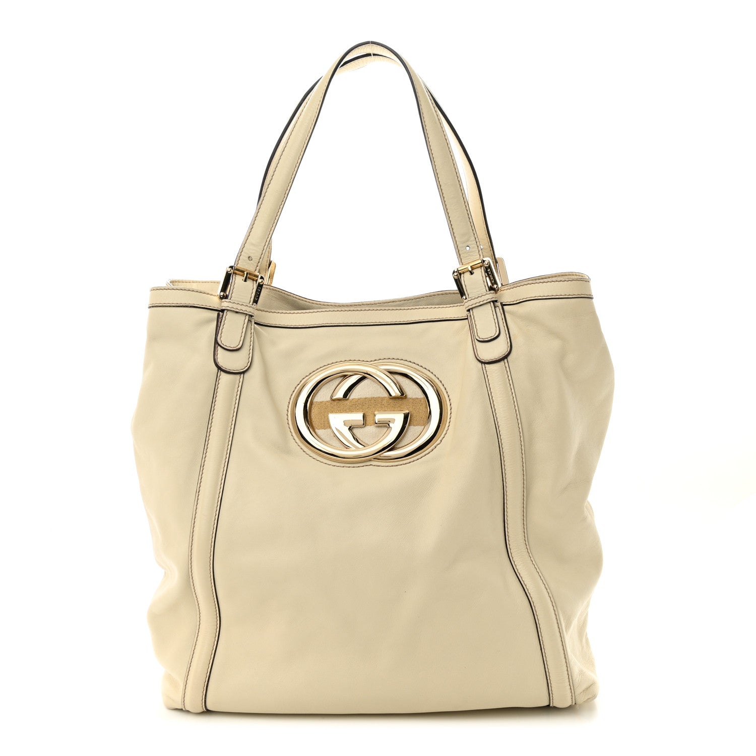 Gucci Calfskin Large Britt Shoulder Bag Ivory 1 of 13