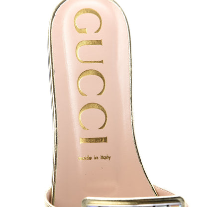 Gucci Metallic Nappa Crystal Square G Madelyn Slide Sandals 39.5 Gold 8 of 11