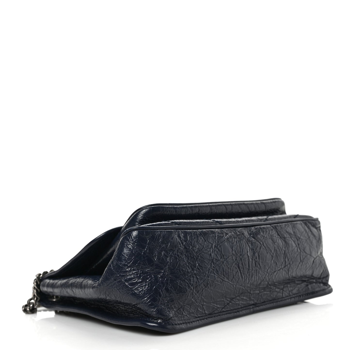 Crinkled Calfskin Matelasse Monogram Medium Niki Chain Satchel Deep Marine