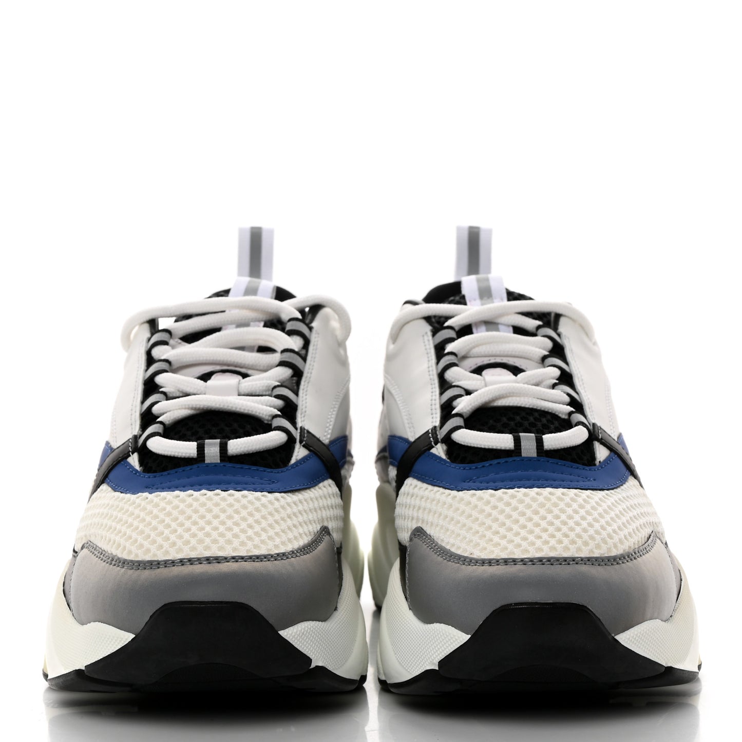 Technical Mesh Calfskin Mens B22 Sneakers 43 White Black Blue