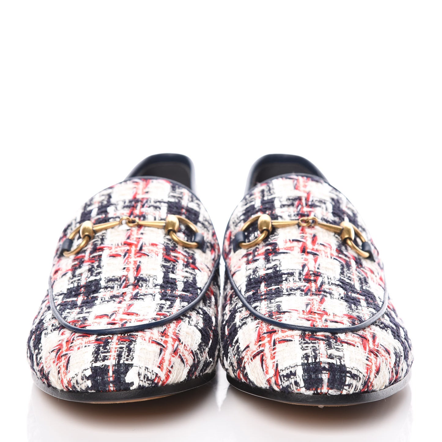 Tweed Check Horsebit Womens Jordaan Loafers 39 Gardenia Ink Blue Agata