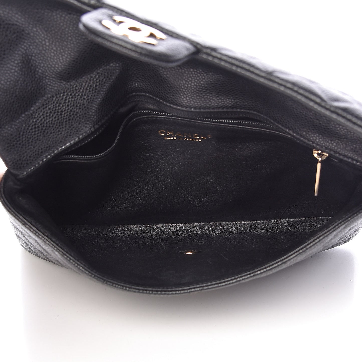 Caviar Quilted Flap Clutch Black