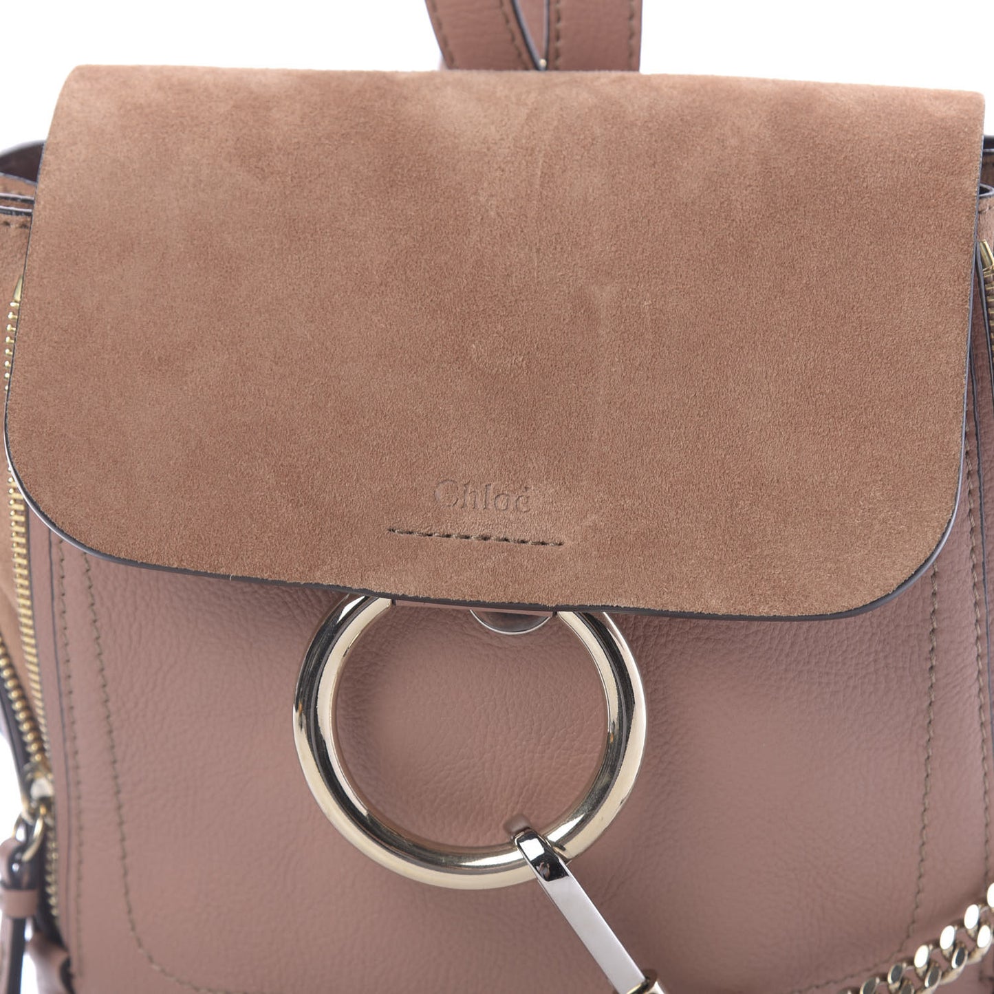 Suede Calfskin Small Faye Backpack Nougat