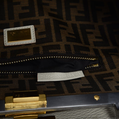Fendi Goatskin Zucca Large Peekaboo Iconic Satchel Latte Tobacco Moro 9 of 24