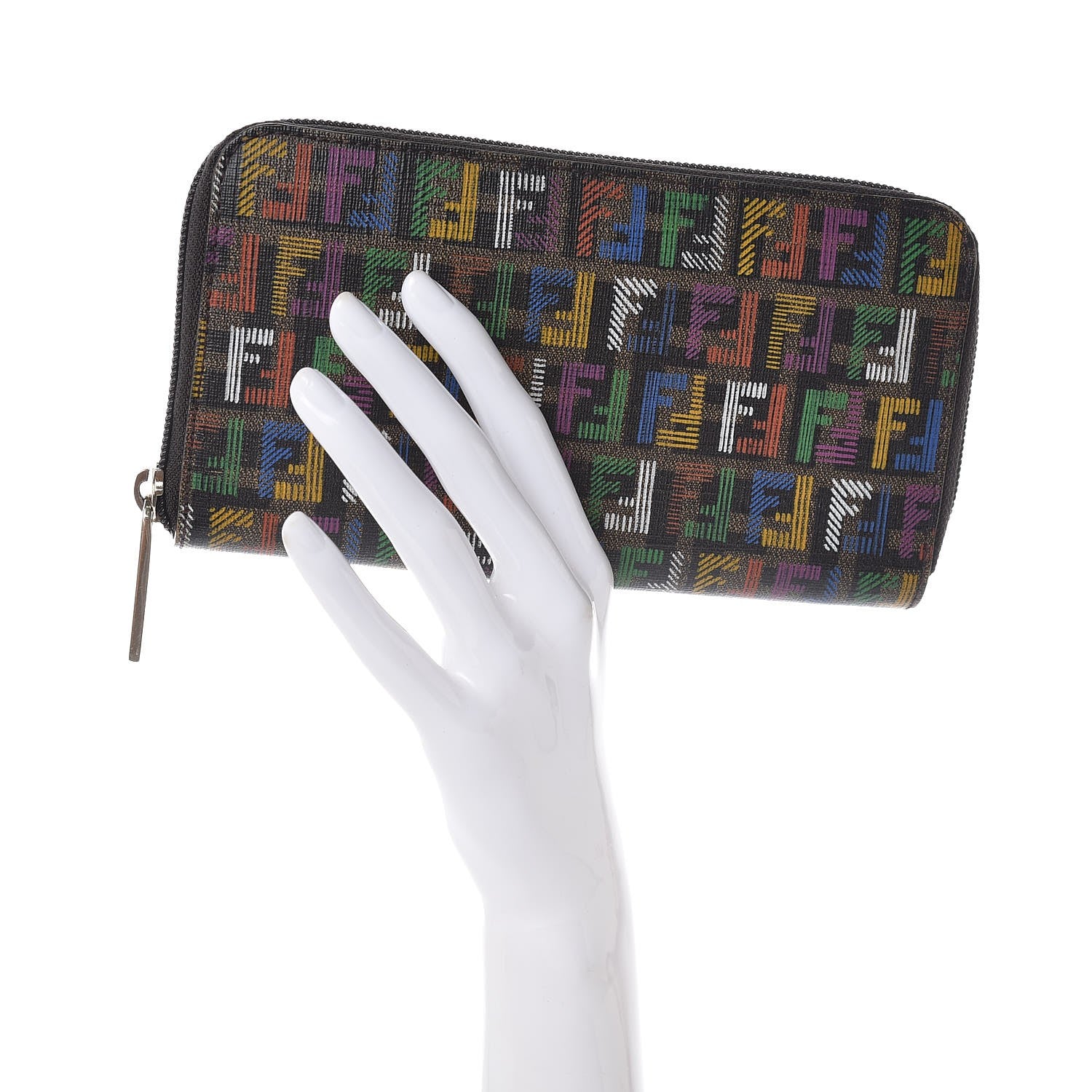 Fendi Zucca Spalmati FF Multicolor Zip Around Wallet Multicolor Fuchsia 2 of 8