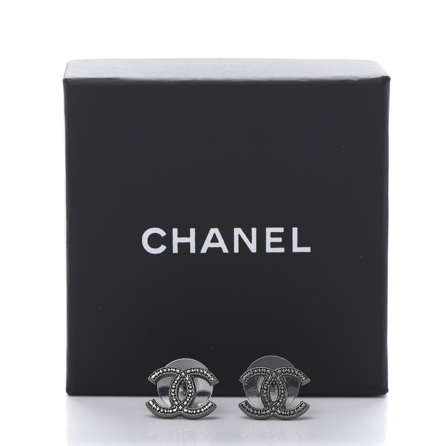 Ruthenium Engraved CC Earrings