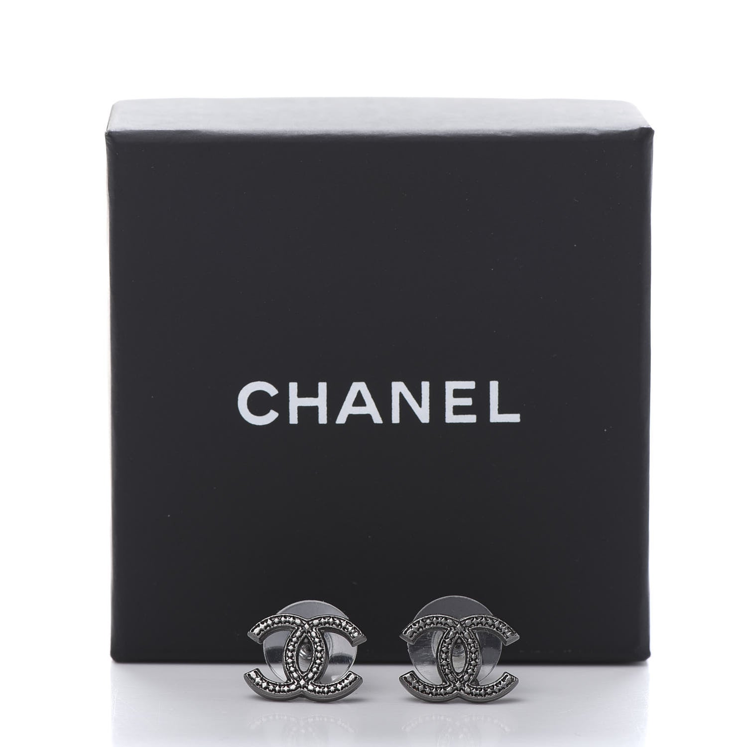 Chanel Ruthenium Engraved CC Earrings 5 of 5
