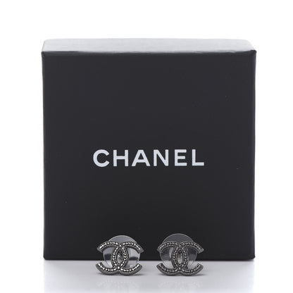 Chanel Ruthenium Engraved CC Earrings 5 of 5