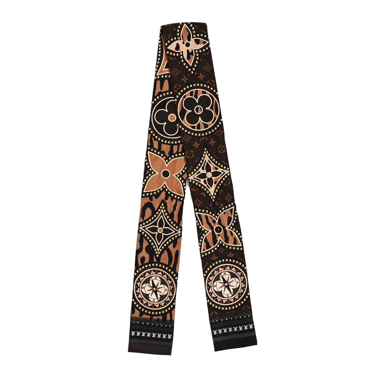 Louis Vuitton Silk Monogram LV World Bandeau Brown 2 of 4