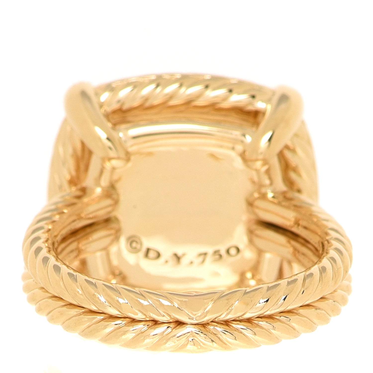 David Yurman 18K Yellow Gold Diamond Champagne Citrine14mm Chatelaine Pave Bezel Ring 51 5.75 2 of 3