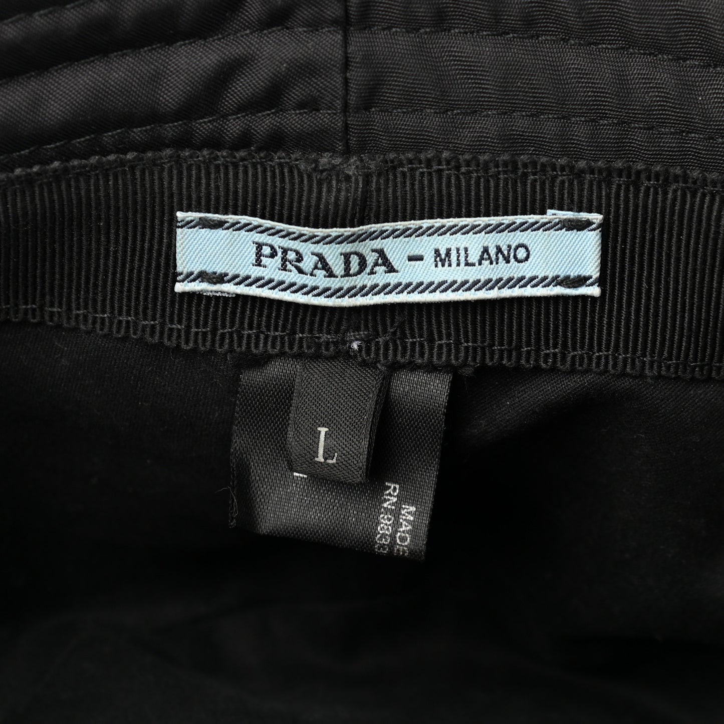 Re-Nylon Metal Triangle Logo Womens Bucket Hat L Black