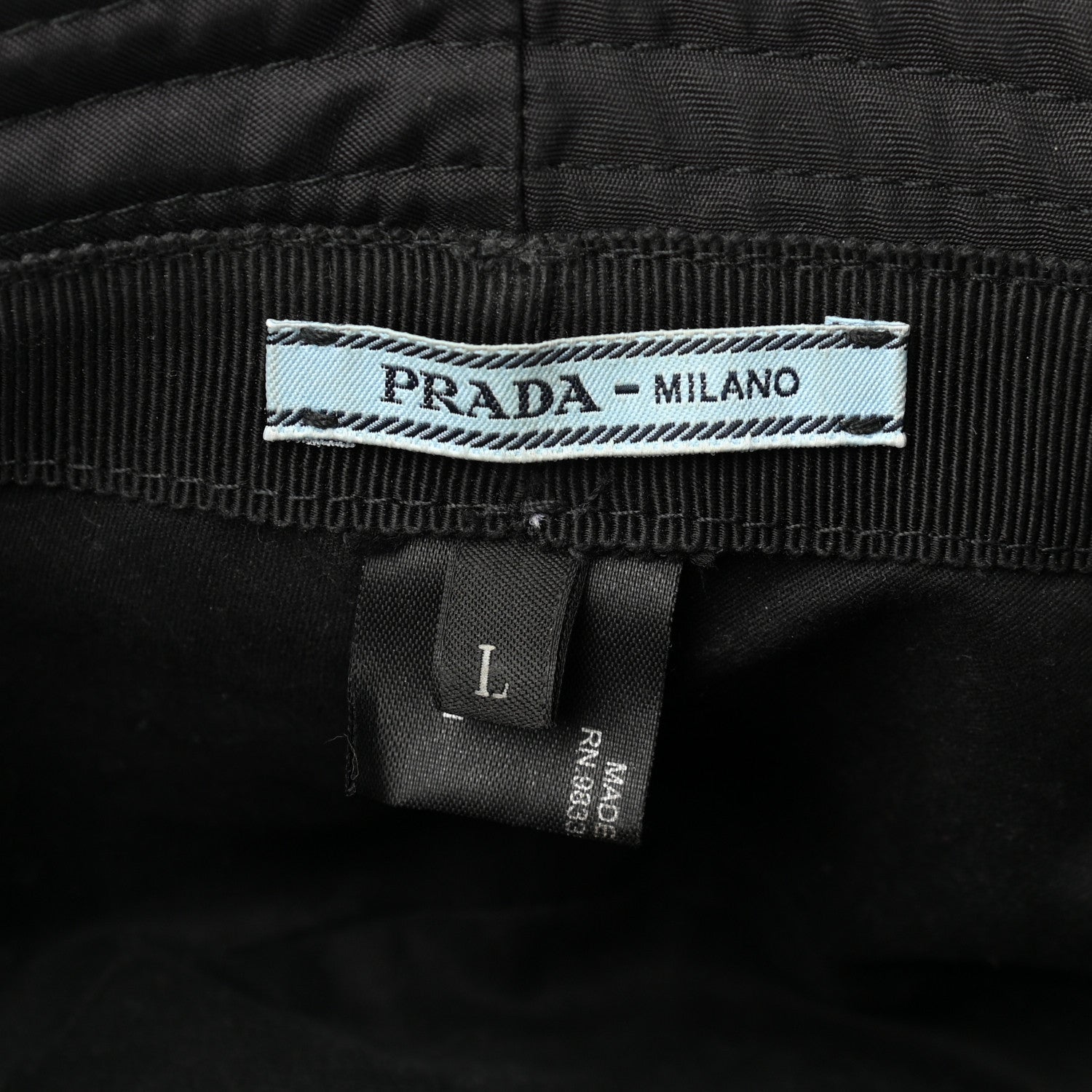 Prada Re-Nylon Metal Triangle Logo Womens Bucket Hat L Black 8 of 10