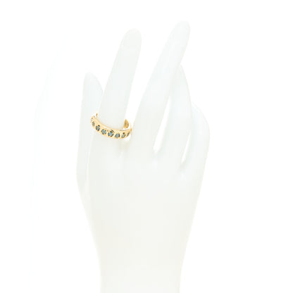 Foundrae 18K Yellow Gold Blue Sapphire Forever and Always a Pair Love Band Ring 58 8.5 2 of 5