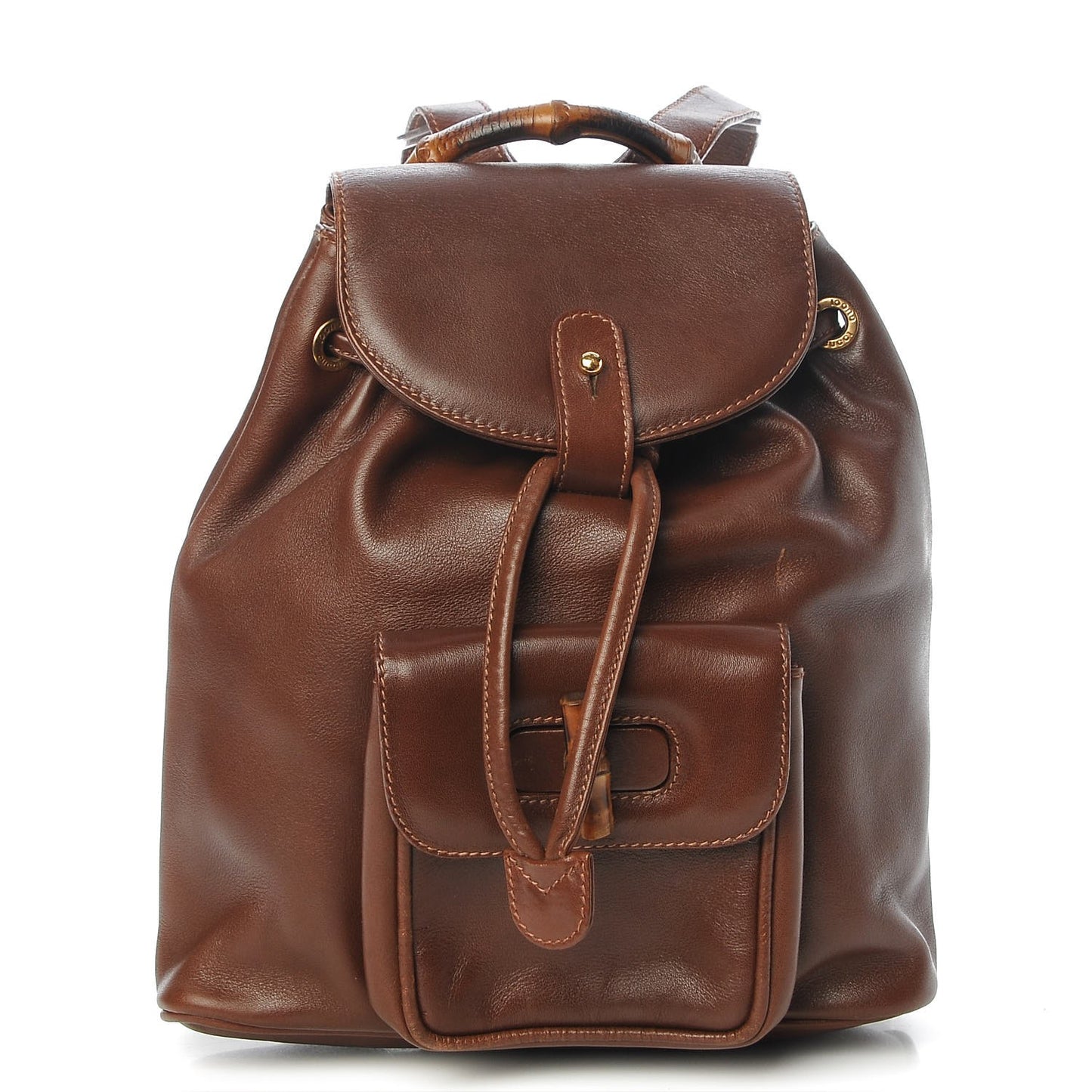 Calfskin Bamboo Backpack Brown