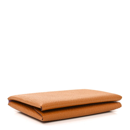 Hermes Chevre Mysore Verso Calvi Duo Card Case Caramel Mauve Sylvestre 4 of 8