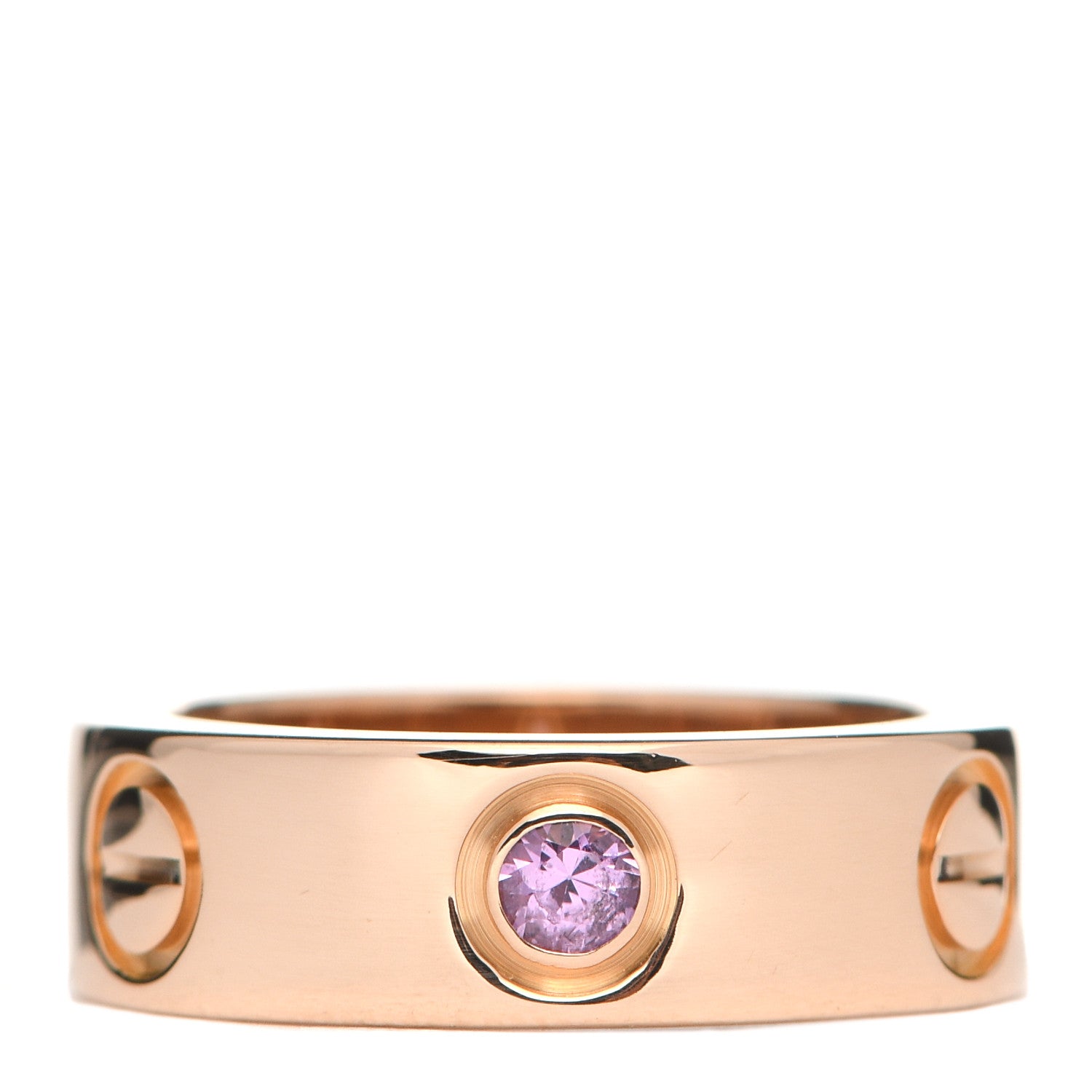 Cartier 18K Pink Gold Pink Sapphire 5.5mm LOVE Ring 46 3.75 1 of 4