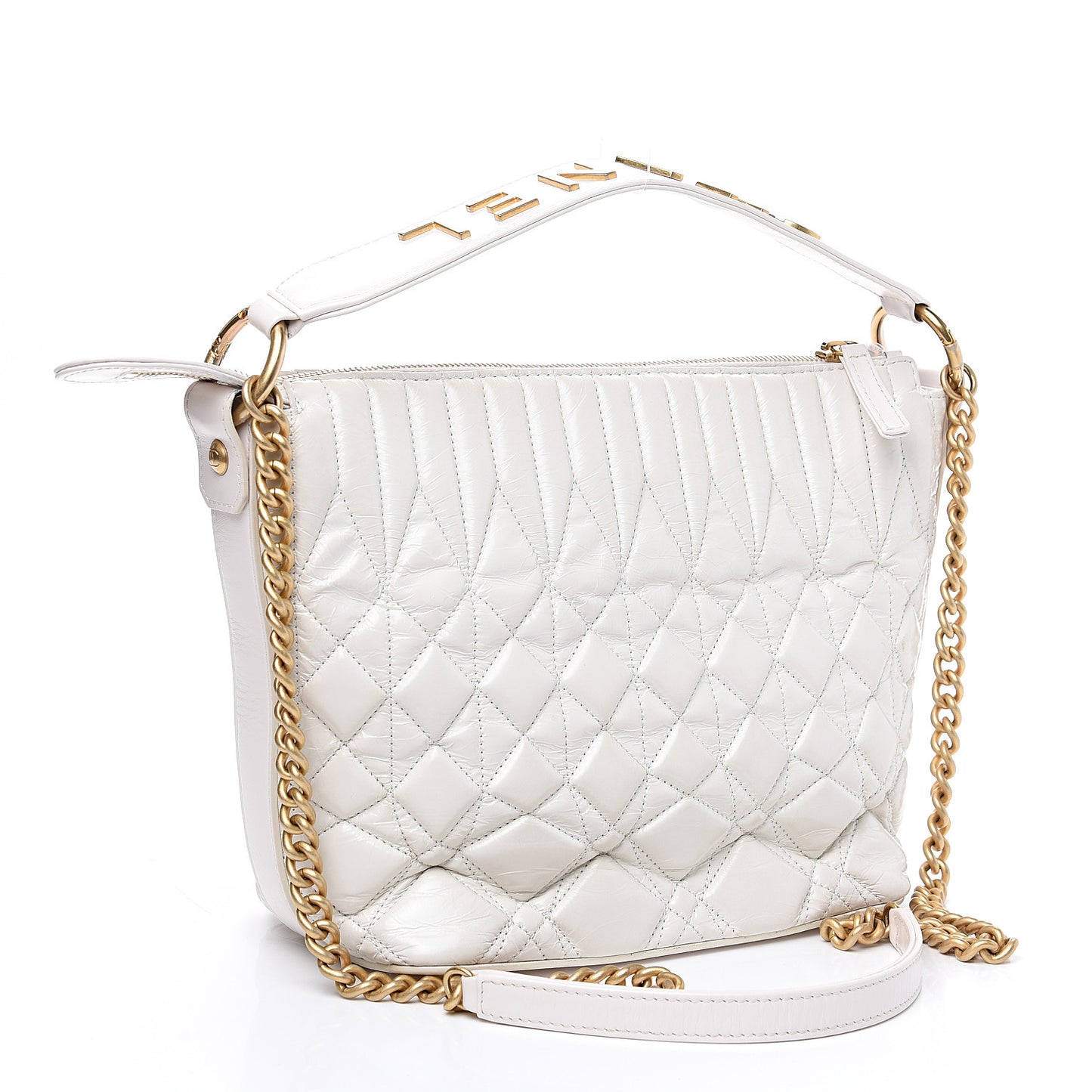 Glazed Calfskin Quilted State Of The Art Hobo White