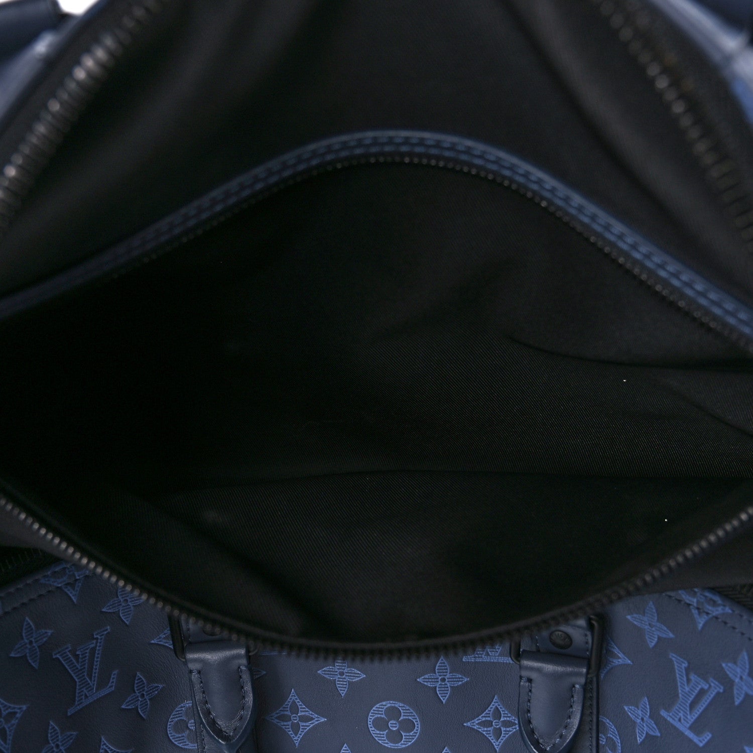 Louis Vuitton Calfskin Monogram Shadow Keepall Bandouliere 50 Navy 7 of 14