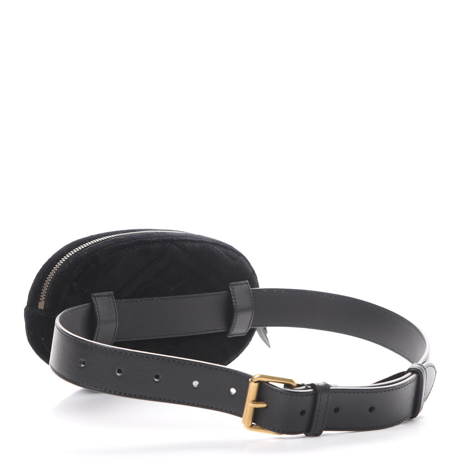Gucci Velvet Matelasse GG Marmont Belt Bag 75 30 Black 2 of 12
