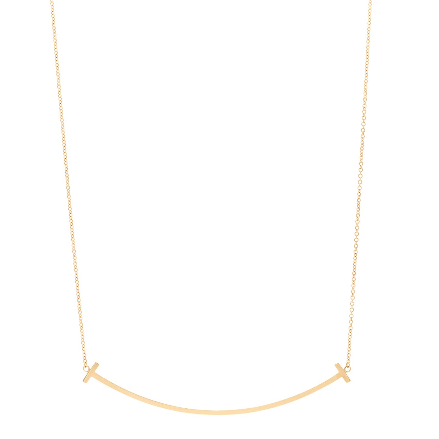 18K Yellow Gold Large T Smile Pendant Necklace