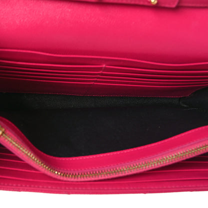 Saint Laurent Grain De Poudre Matelasse Chevron Monogram Chain Wallet Lipstick Fuchsia 6 of 10