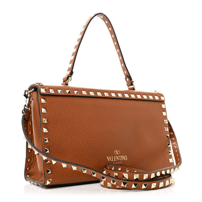 Valentino Garavani Pebbled Calfskin Small Rockstud Single Handle Flap Bag Light Cuir 3 of 10