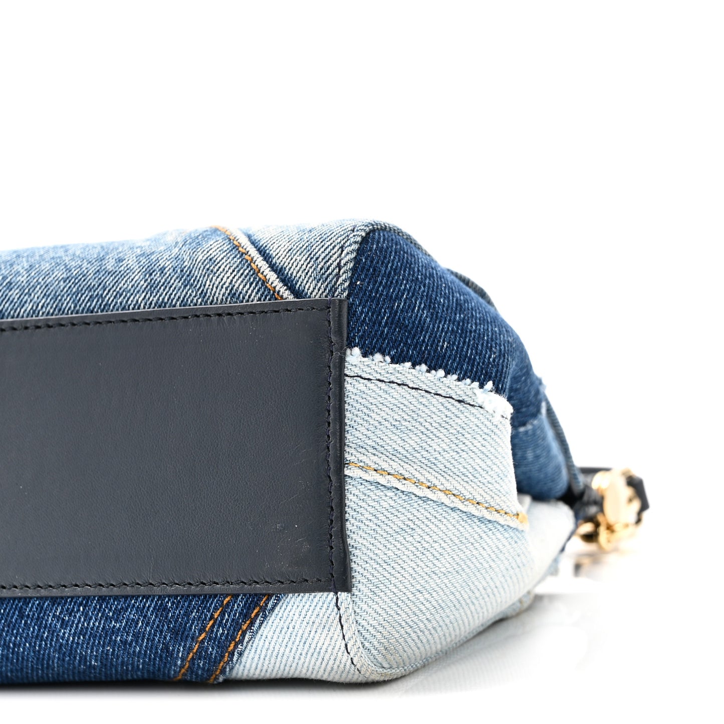Calfskin Denim Patchwork Mini Miss Sicily Satchel Blue