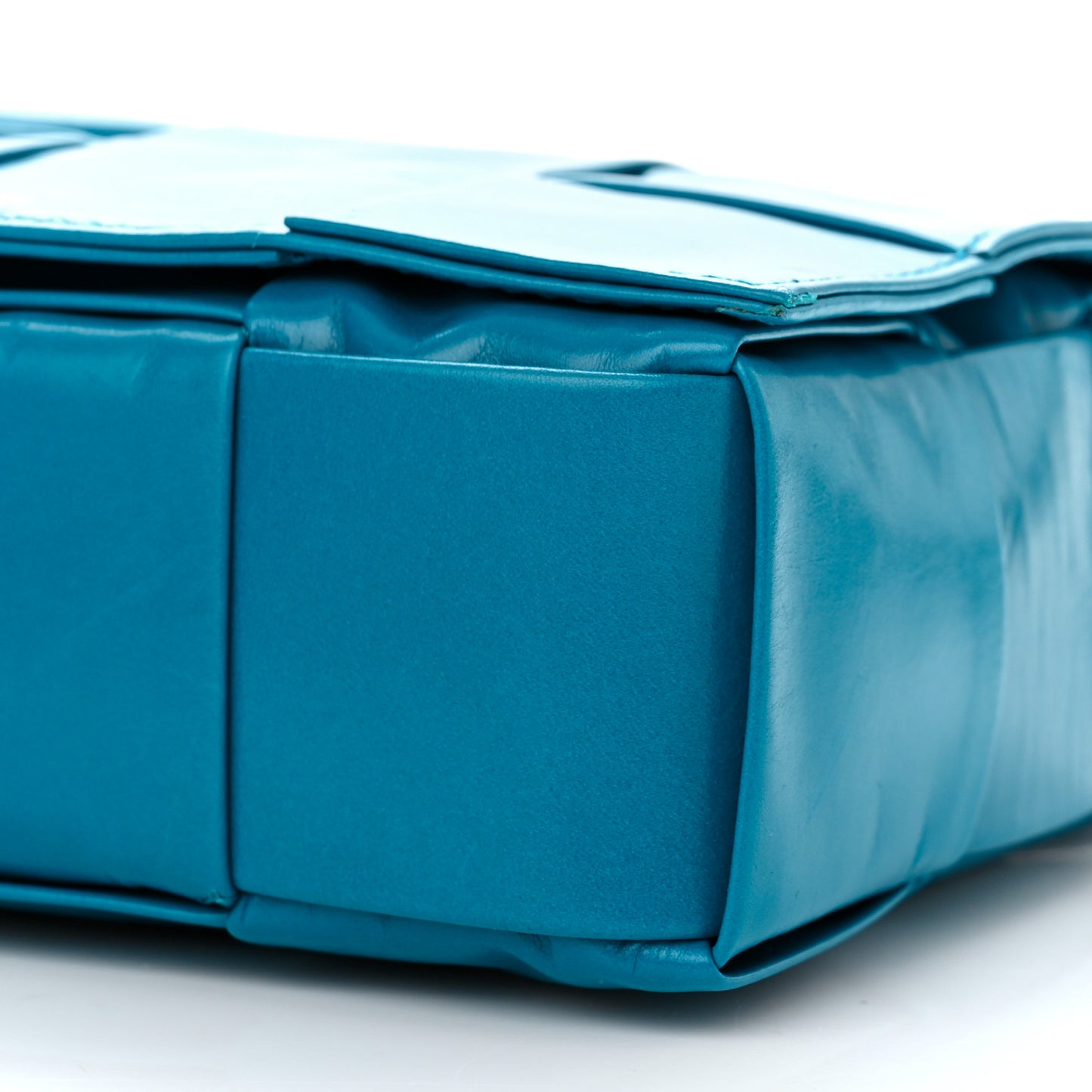 Paper Calfskin Maxi Intreccio Cassette Crossbody Bag Blue