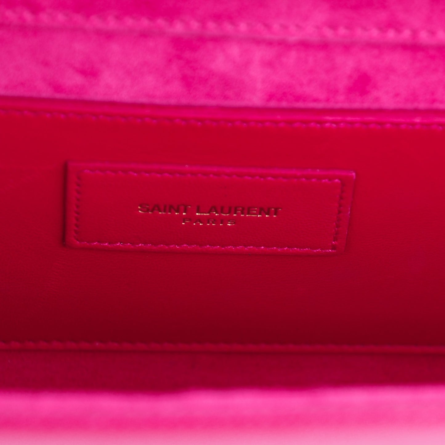 Textured Patent Calfskin Classic Monogram Clutch Fuchsia