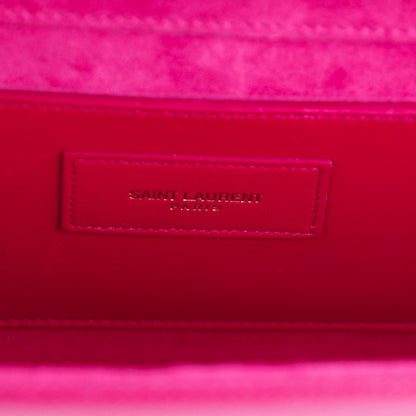 Saint Laurent Textured Patent Calfskin Classic Monogram Clutch Fuchsia 6 of 6