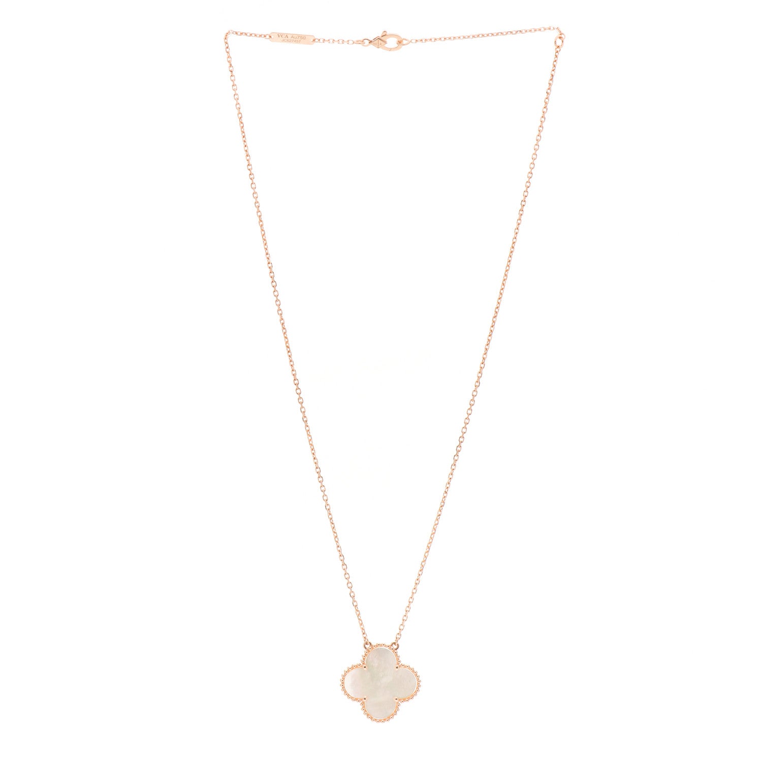 Van Cleef & Arpels 18K Rose Gold Mother of Pearl "Edition Ginza" Magic Alhambra Pendant Necklace 2 of 5