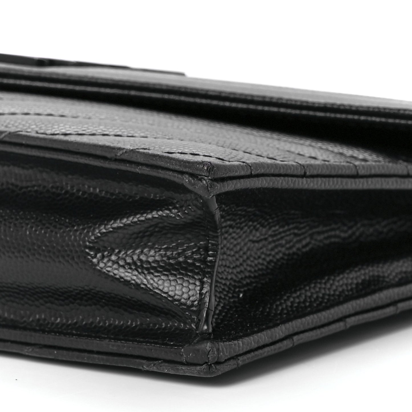 Grain De Poudre Matelasse Chevron Monogram Monochrome Envelope Chain Wallet Black