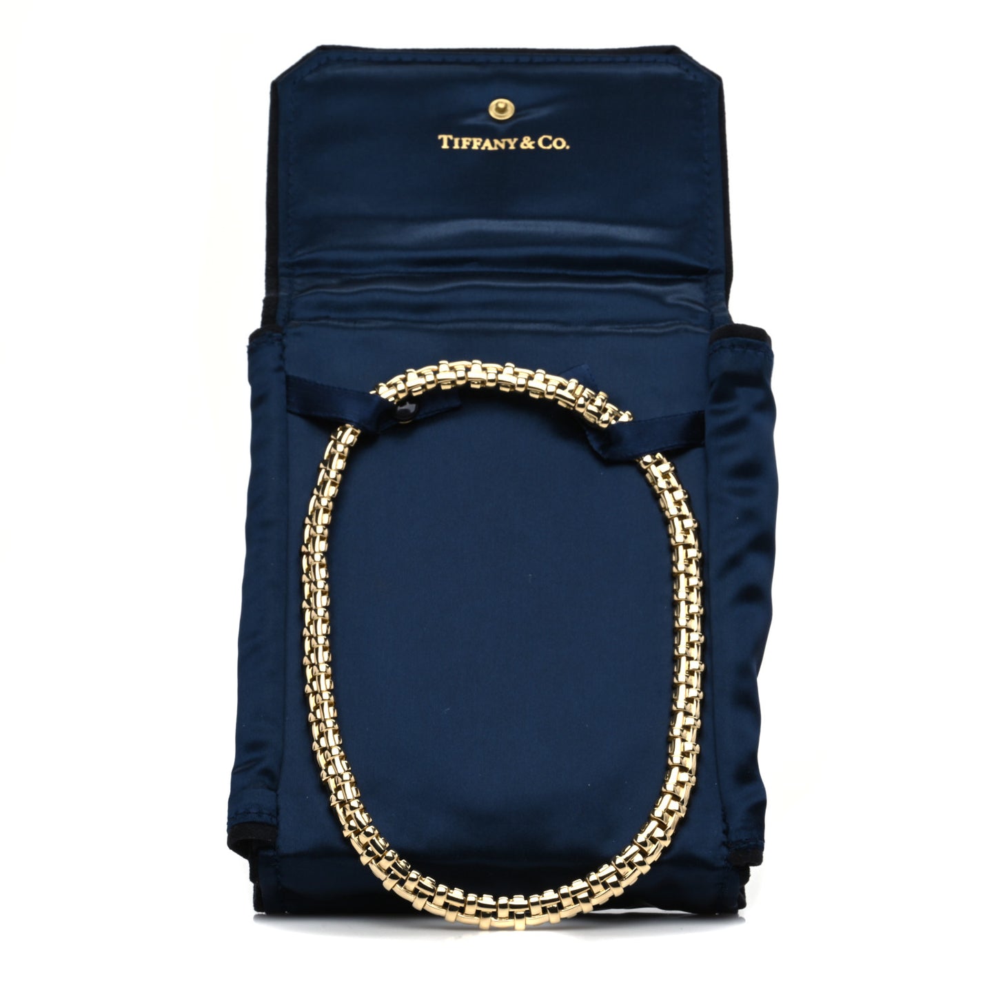 18K Yellow Gold Basket Weave Choker Necklace