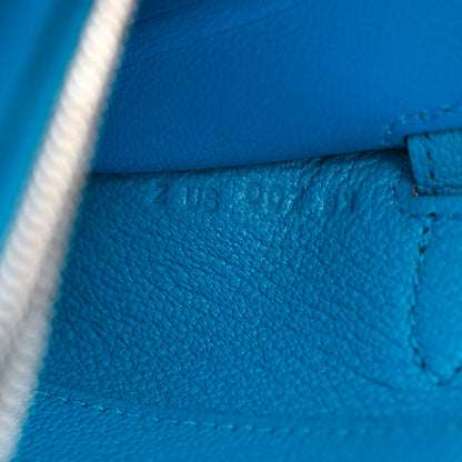 Hermes Chevre Mysore Kelly Wallet To Go Bleu Frida 7 of 10