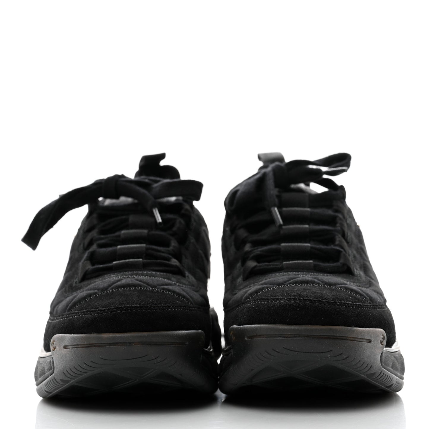 Suede Calfskin Mixed Fibers CC Sneakers 38.5 Black