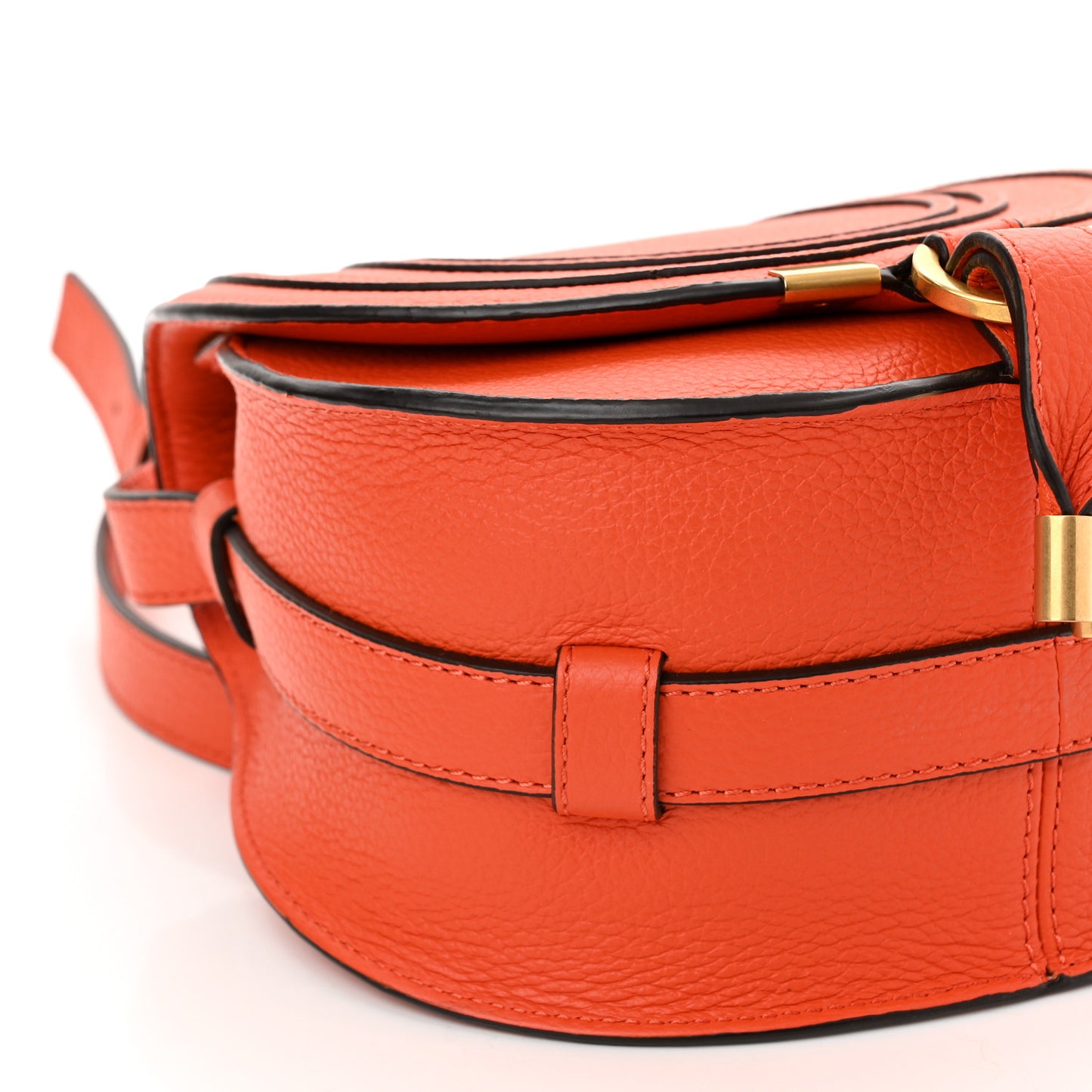 Calfskin Mini Marcie Round Crossbody Bag Rusted Orange