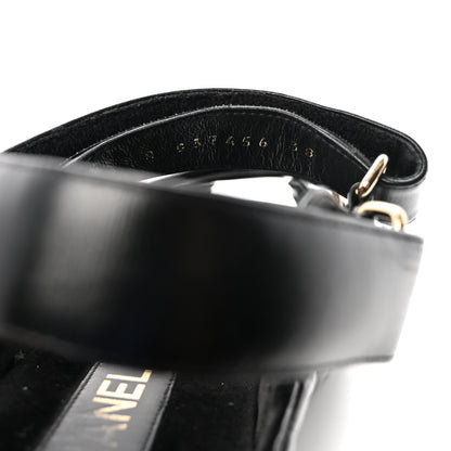 Chanel Shiny Calfskin Logo Platform Sandals 38 Black 9 of 10