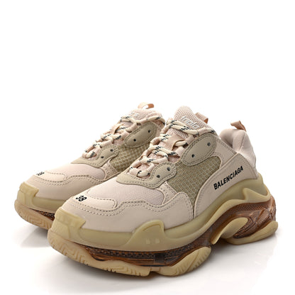 Balenciaga Fabric Mesh Clear Sole Womens Triple S Sneakers 38 Beige 3 of 9