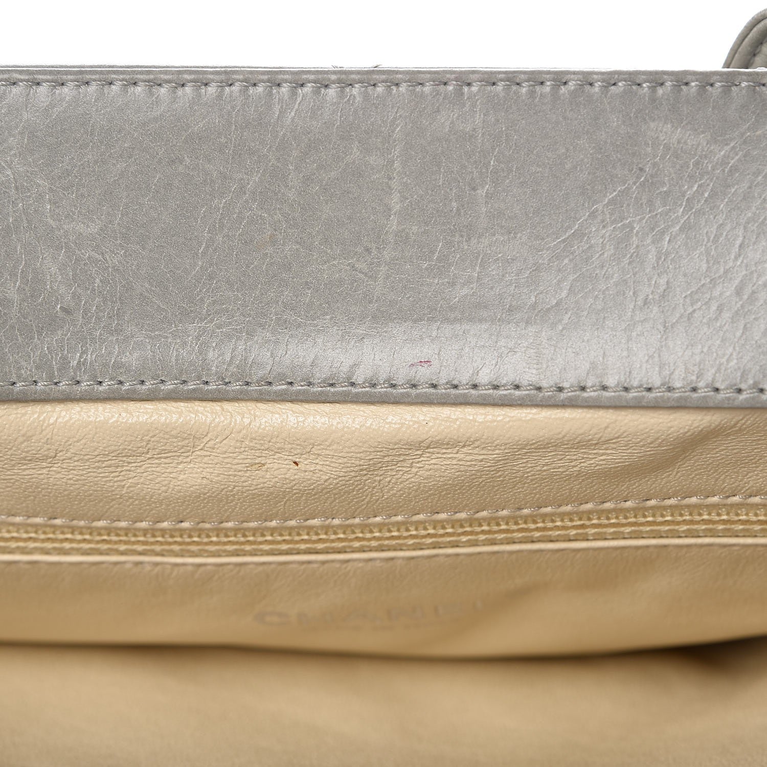 Chanel Glazed Calfskin Boy Satchel Flap Light Grey 9 of 17