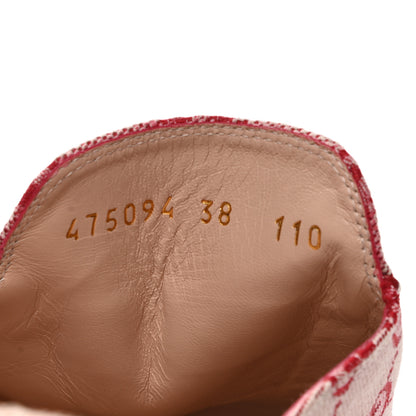 Gucci Canvas GG Monogram Horsebit Womens Princetown Slippers 38 Gardenia Hibiscus Red 8 of 10