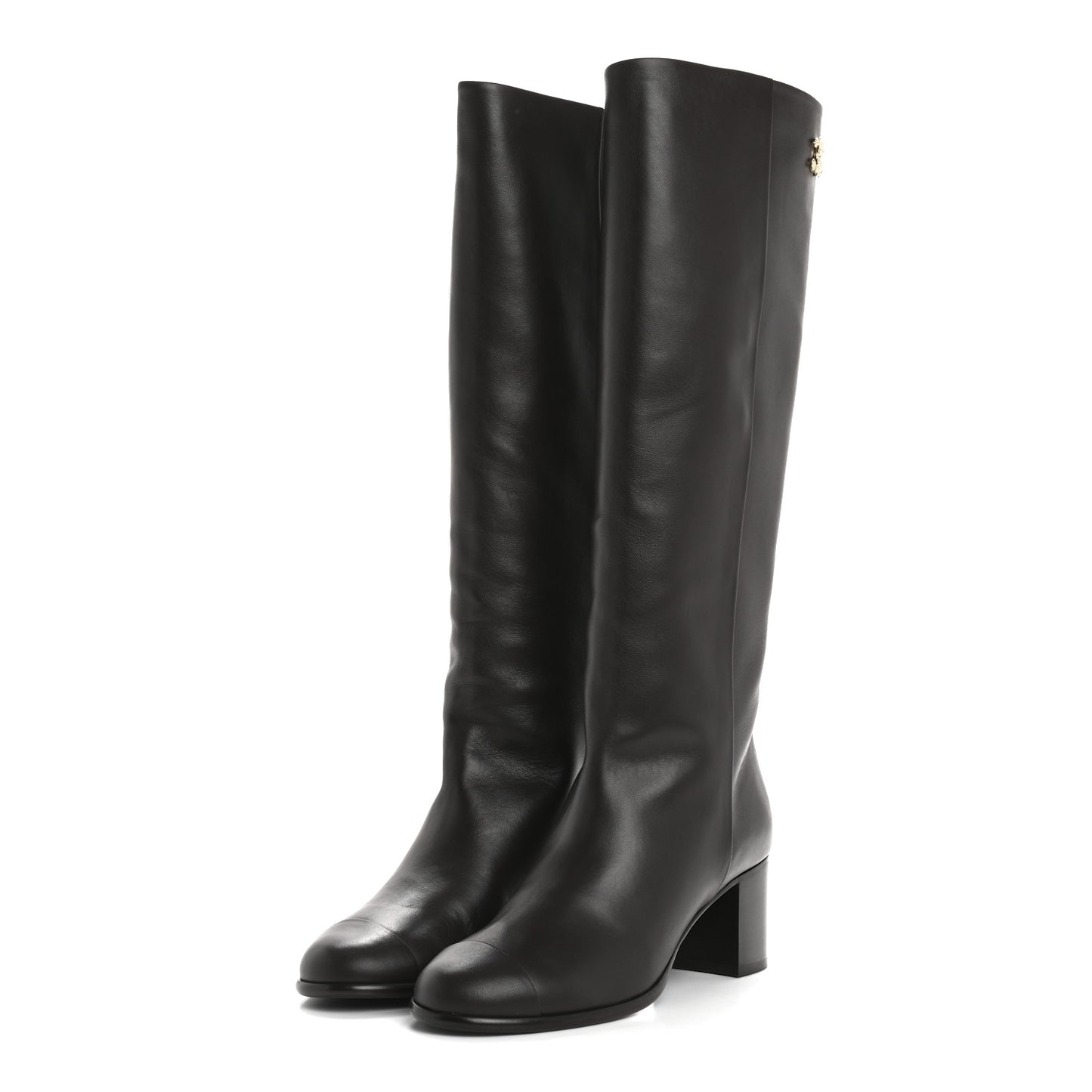 Calfskin CC High Boots 38.5 Brown
