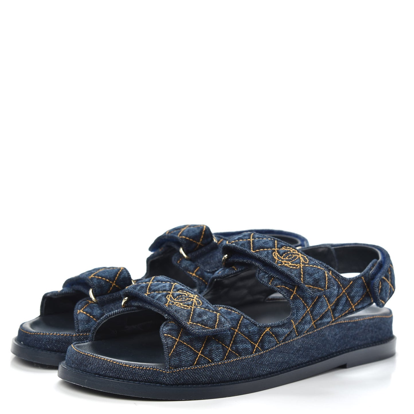 Denim Velcro Dad Sandals 41 Navy Blue